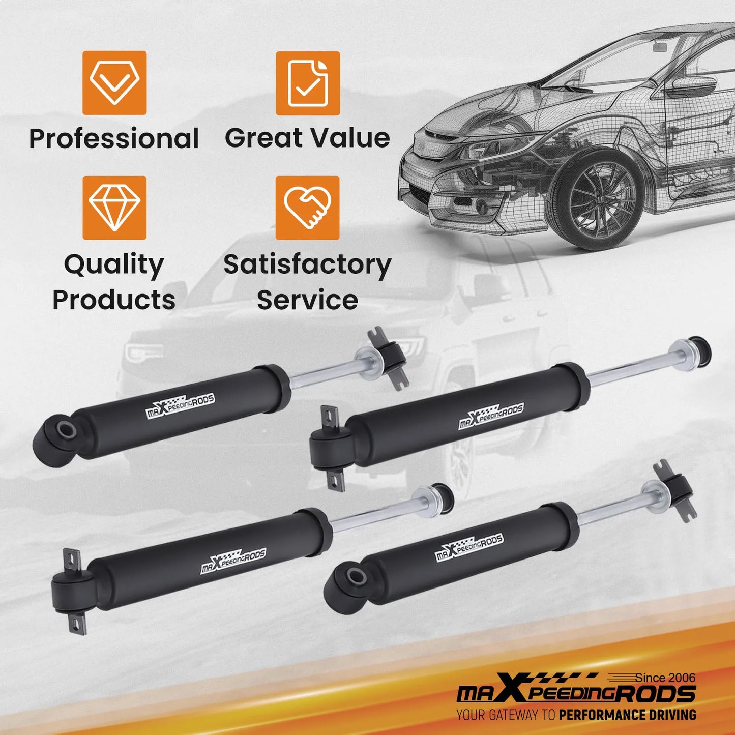 2" Suspension Lift Kit For Jeep Wrangler TJ 4WD 1997-2006 Shock