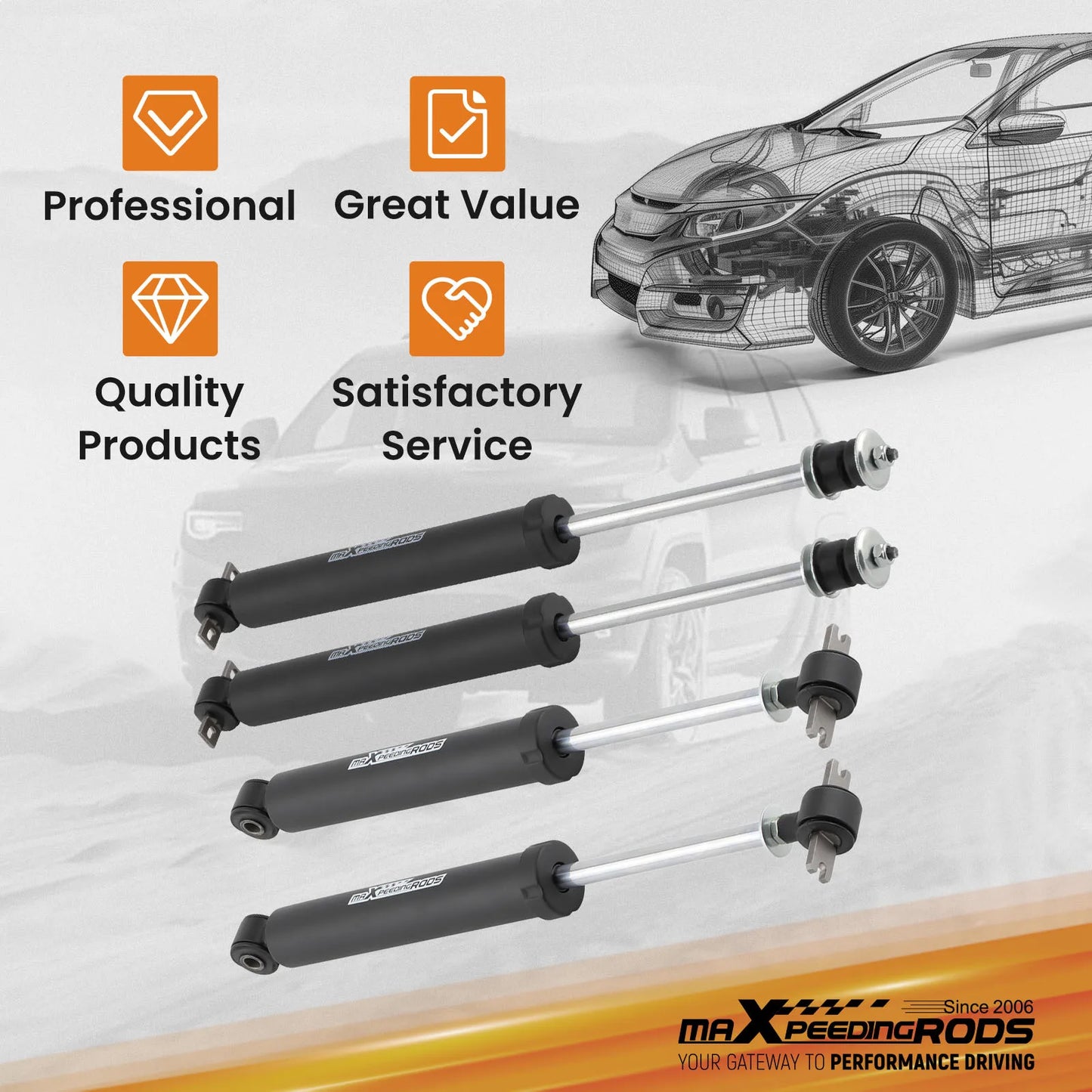 2.5in Suspension Lift Kit W/ Shocks For Jeep Wrangler TJ 4WD 1997-2006 6 Cyl
