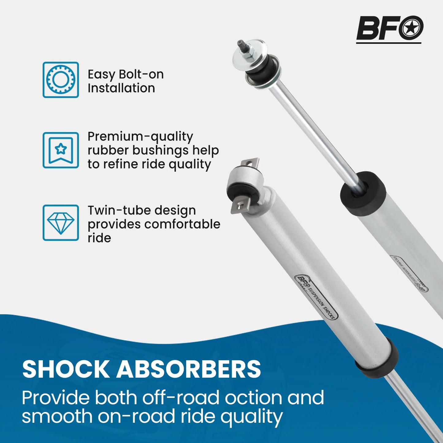 0.5-3" Front Shock Absorbers For Jeep Grand Cherokee 1986-92 Comanche MJ 1993-04