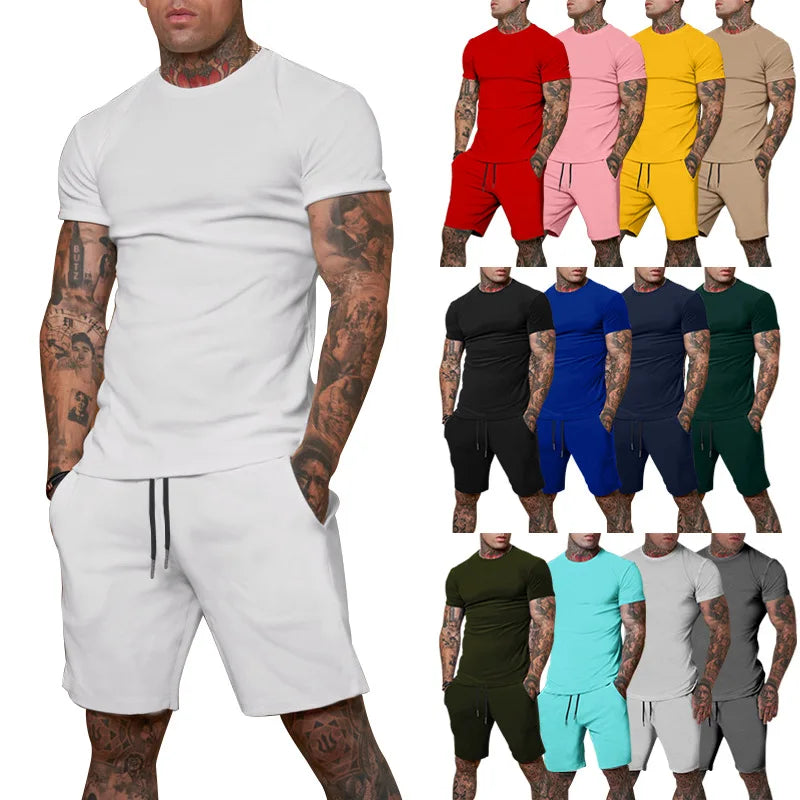 2024 Fun Bear Harajuku T-Shirt Men's Summer Loose Daily Couple Suit Outdoor Street Short Sleeve Shorts Two Piece Men Summer Suit