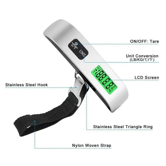 1pcs Portable Scale Digital LCD Display 110lb/50kg Electronic Luggage Hanging Suitcase Travel Weighs Baggage Bag Weight Balance